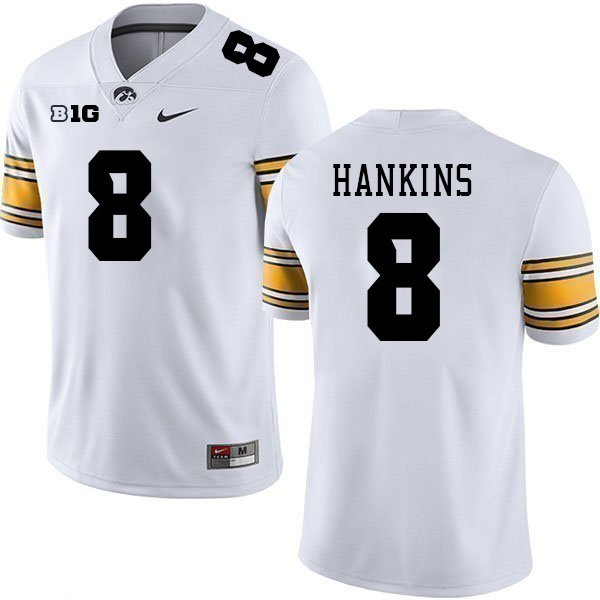 Iowa Hawkeyes #8 Matt Hankins College Football Jerseys Stitched Sale-White